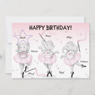 Elephant Ballerina Birthday  Card