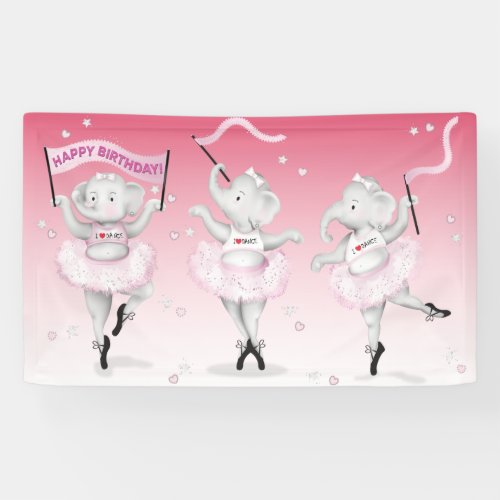 Elephant Ballerina Dance Birthday Banner