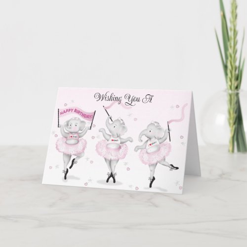 Elephant Ballerina Dance Birthday Card