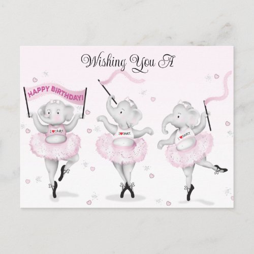 Elephant Ballerina Dance Birthday Postcard