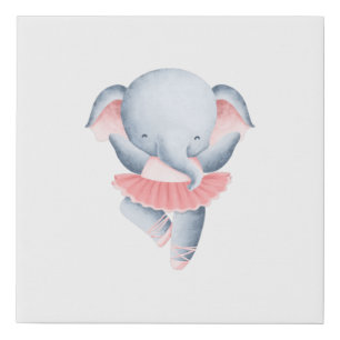 Elephant Ballerina Faux Canvas Print