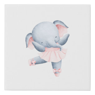 Elephant Ballerina Faux Canvas Print