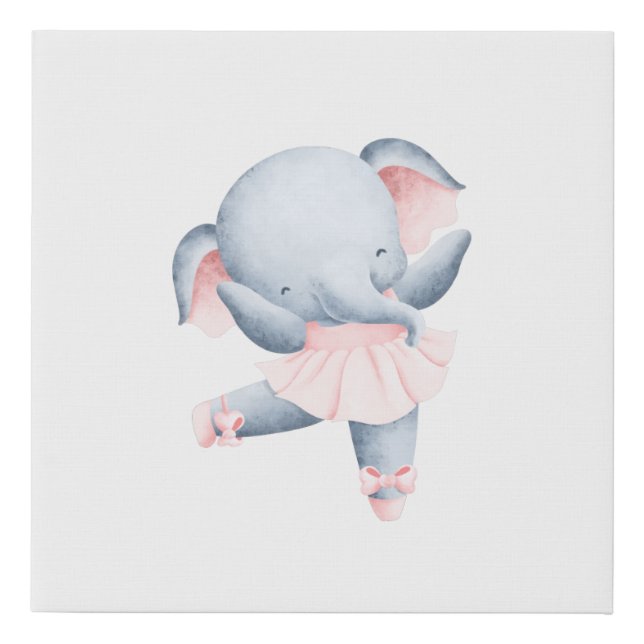 Elephant Ballerina  Faux Canvas Print (Front)
