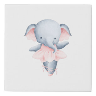 Elephant Ballerina Faux Canvas Print