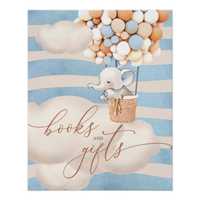 Elephant Balloon Baby Books and Gifts Poster (Front)