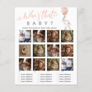 Elephant Balloon Baby Shower Game baby face match