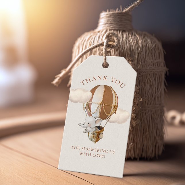 Elephant Balloon Baby Shower Gift Tags (Creator Uploaded)