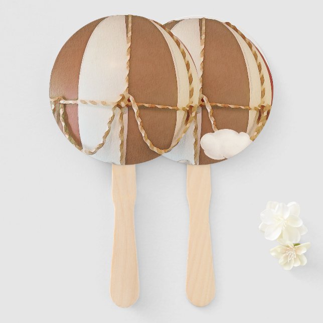 Elephant Balloon Baby Shower Hand Fan (Front and Back)