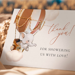 Elephant Balloon Baby Shower Thank You Card