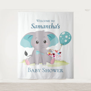  Elephant balloon Girl Baby Shower Backdrop
