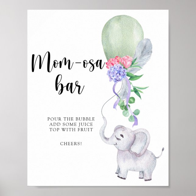Elephant & Balloon \ Mom-osa bar Poster (Front)