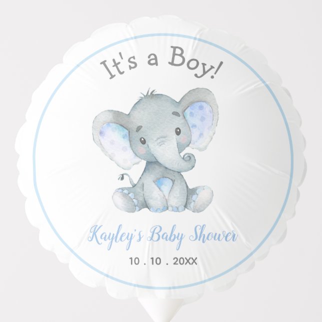 Elephant Balloon (Personalized Boy Baby Shower) (Front)