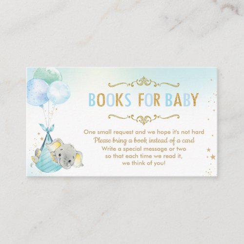 Elephant Balloons Baby Shower Bring a Book Instead Enclosure Card