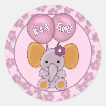 Elephant Balloons Baby Shower Cj-o Sticker Seal by MonkeyHutDesigns at Zazzle
