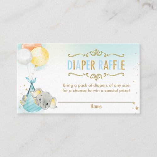 Elephant Balloons Baby Shower Diaper Raffle Ticket Enclosure Card