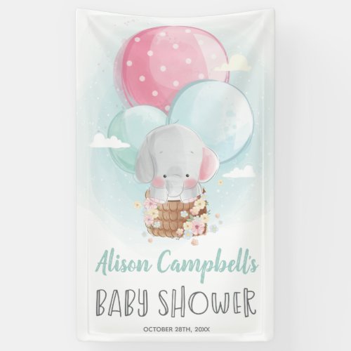 Elephant Balloons Gender Neutral Baby Shower Banner