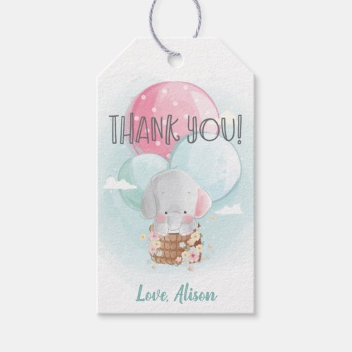 Elephant Balloons Gender Neutral Baby Shower Gift Tags