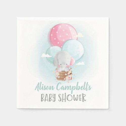 Elephant Balloons Gender Neutral Baby Shower Napkins