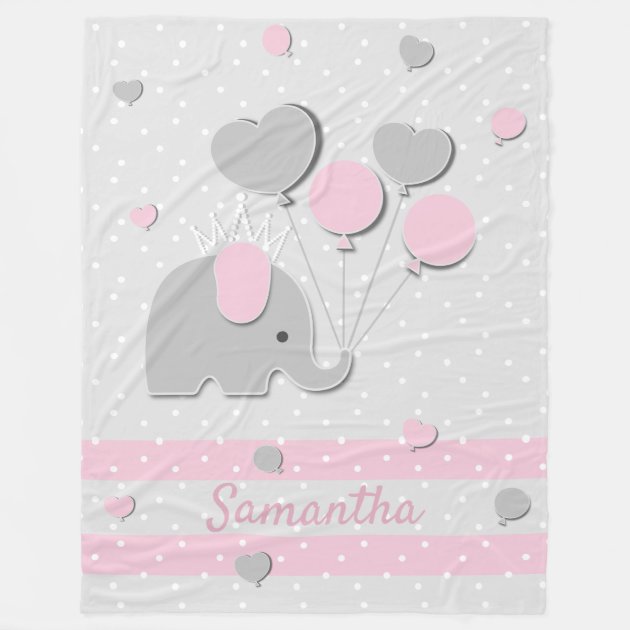 Elephant Balloons love Nursery Gift Fleece Blanket