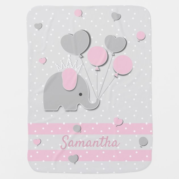 Elephant Balloons Nursery Gift Baby Blanket