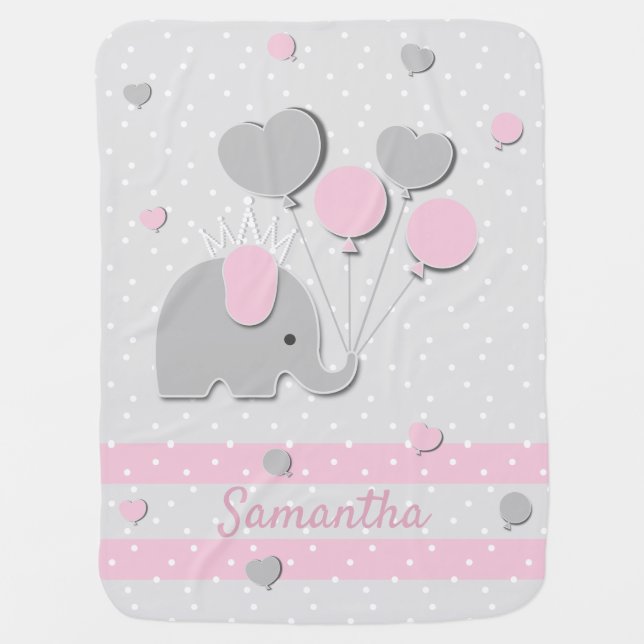Elephant Balloons Nursery Gift Baby Blanket (Front)