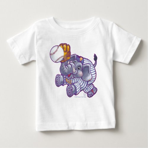 Elephant Baseball Star Baby T_Shirt