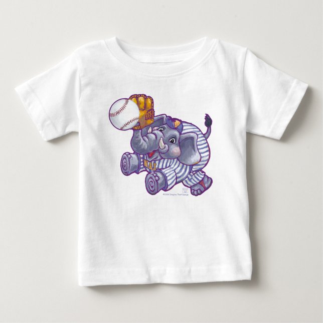 Elephant Baseball Star Baby T-Shirt (Front)