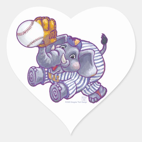 Elephant Baseball Star Heart Sticker