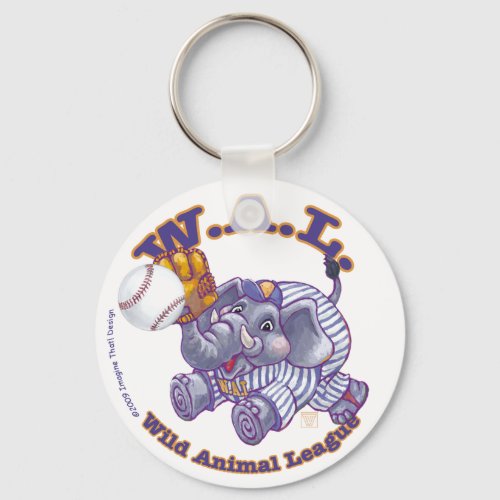 Elephant Baseball Star Keychain