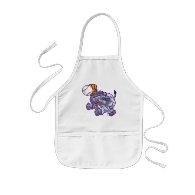 Elephant Baseball Star Kids' Apron (Front)