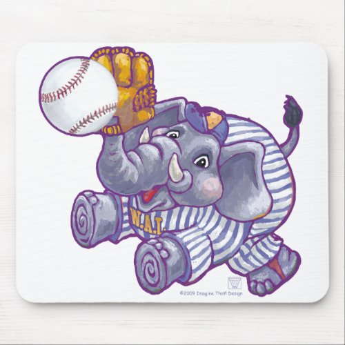 Elephant Baseball Star Mouse Pad