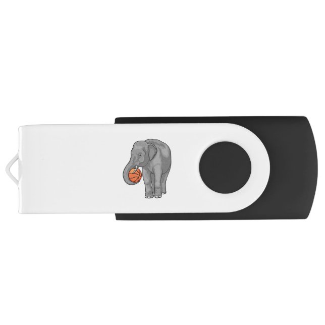 Elephant Basketball player Basketball Flash Drive (Back)