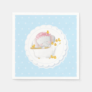 Elephant Bath Blue Polka Dot Napkins