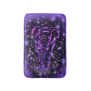 Elephant Bath Mat In Purple Pink Starry Night 