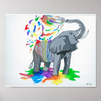 Elephant Bath TIme Poster