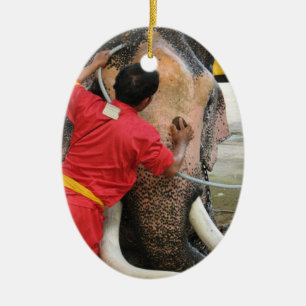 Elephant Bathtime ... Ayutthaya, Thailand Ceramic Ornament