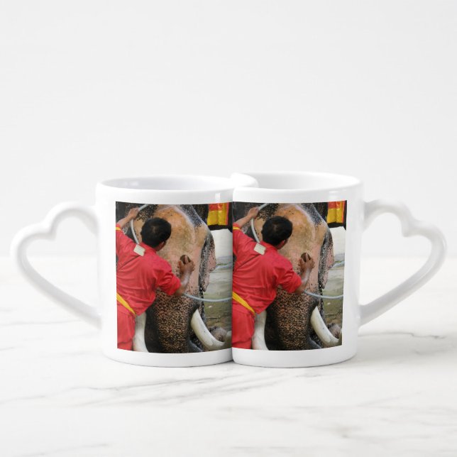 Elephant Bathtime ... Ayutthaya, Thailand Coffee Mug Set (Front Nesting)