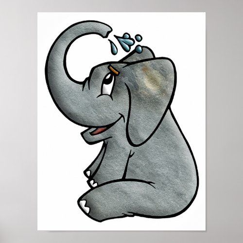 Elephant Bathtime Poster