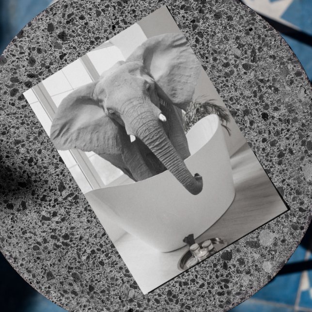 Elephant Bathtub Black White Bathroom art Postcard (Creator Uploaded)