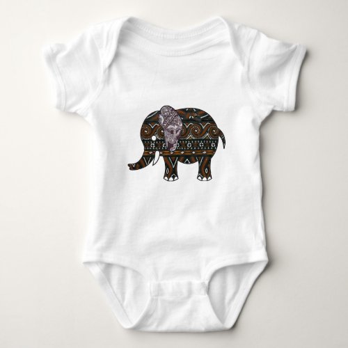 elephant batik graphic art baby bodysuit