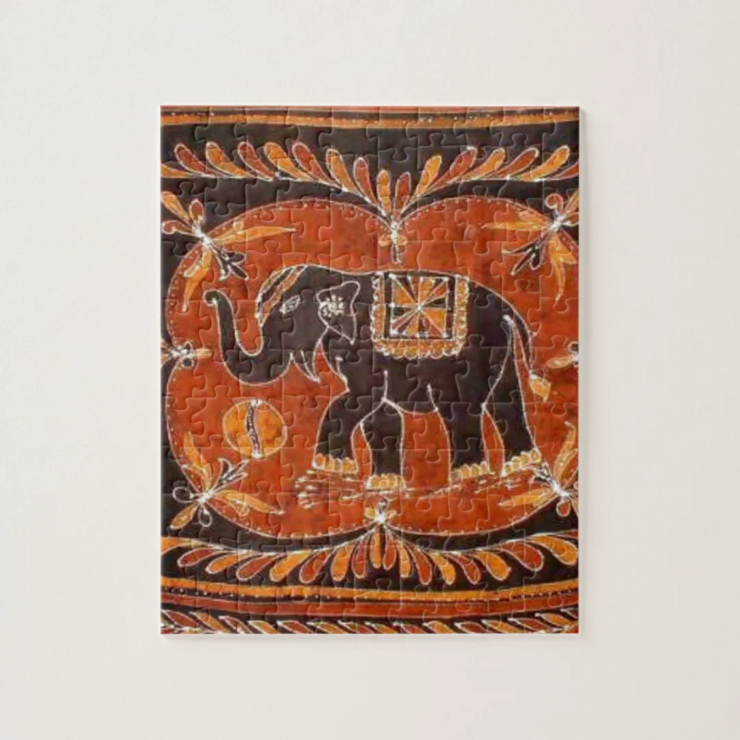 Elephant Batik Jigsaw Puzzle (Vertical)