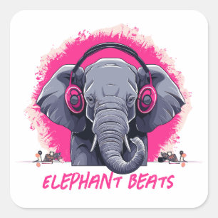 Elephant Beats DJ Square Sticker