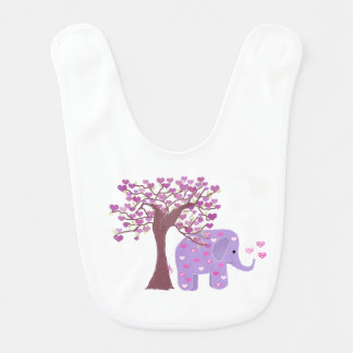 Elephant Behind a Tree of Hearts Bib