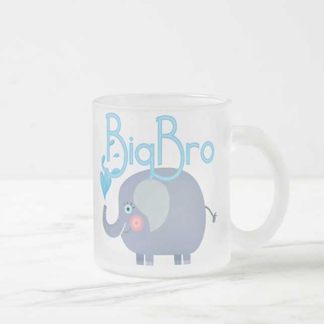 Elephant Big Bro Frosted Glass Coffee Mug (Right)