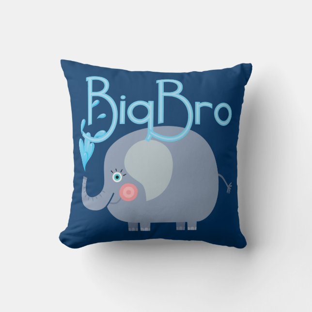Elephant Big Bro Throw Pillow (Front)