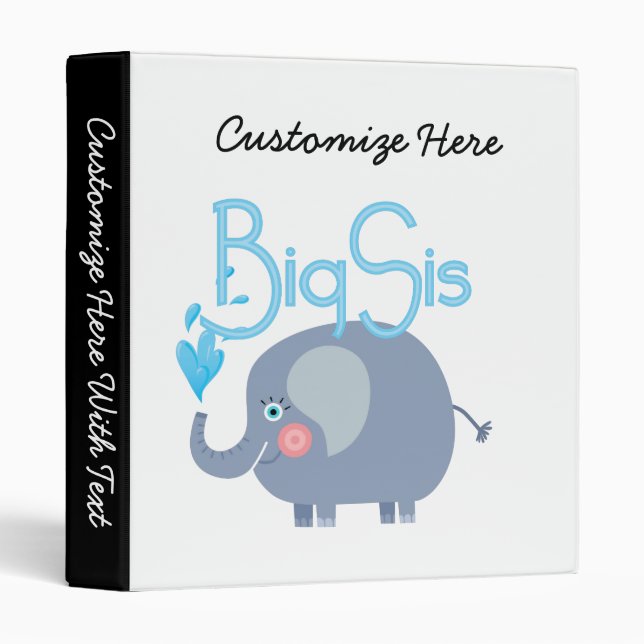 Elephant Big Sis 3 Ring Binder (Front/Spine)