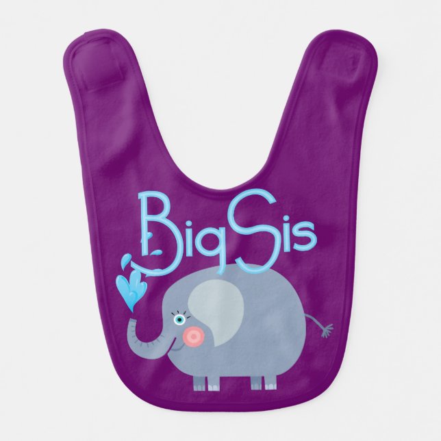 Elephant Big Sis Baby Bib (Front)