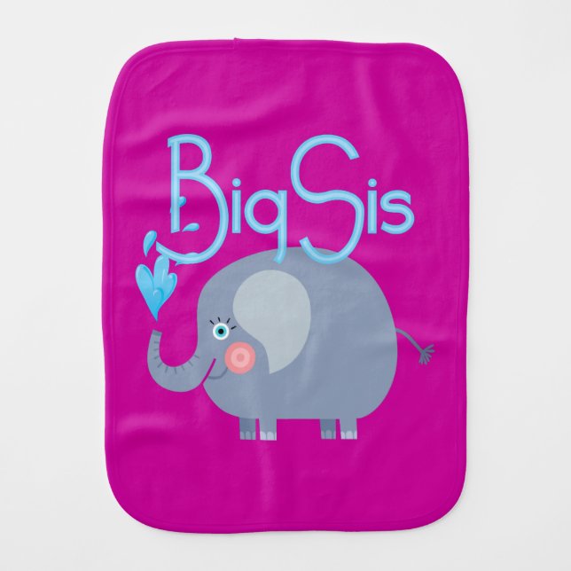Elephant Big Sis Burp Cloth (Front)