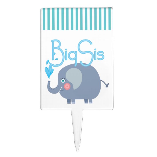 Elephant Big Sis Cake Topper (Front)