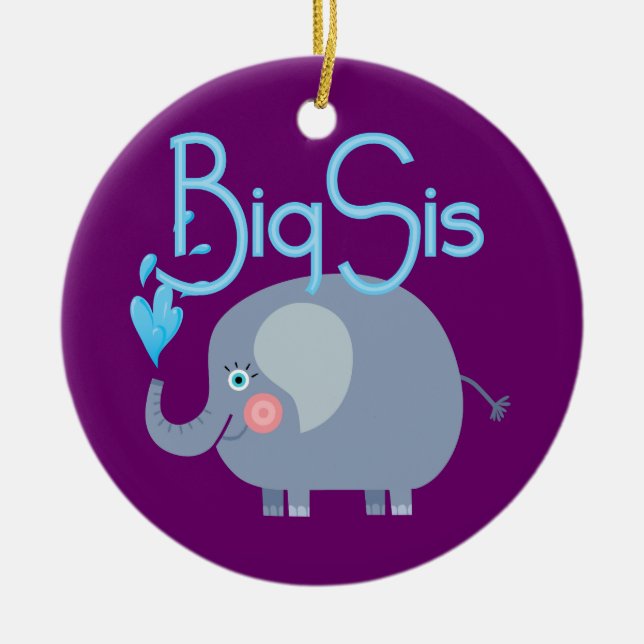 Elephant Big Sis Ceramic Ornament (Front)